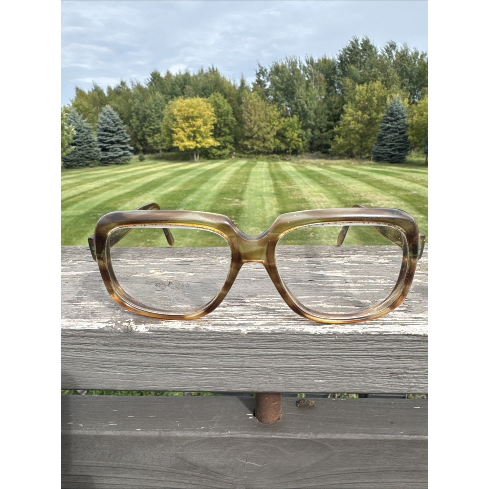 Vtg The Modern V.P. Oversized Amber Tortoiseshell Eyeglass Frames 70s Retro MCM